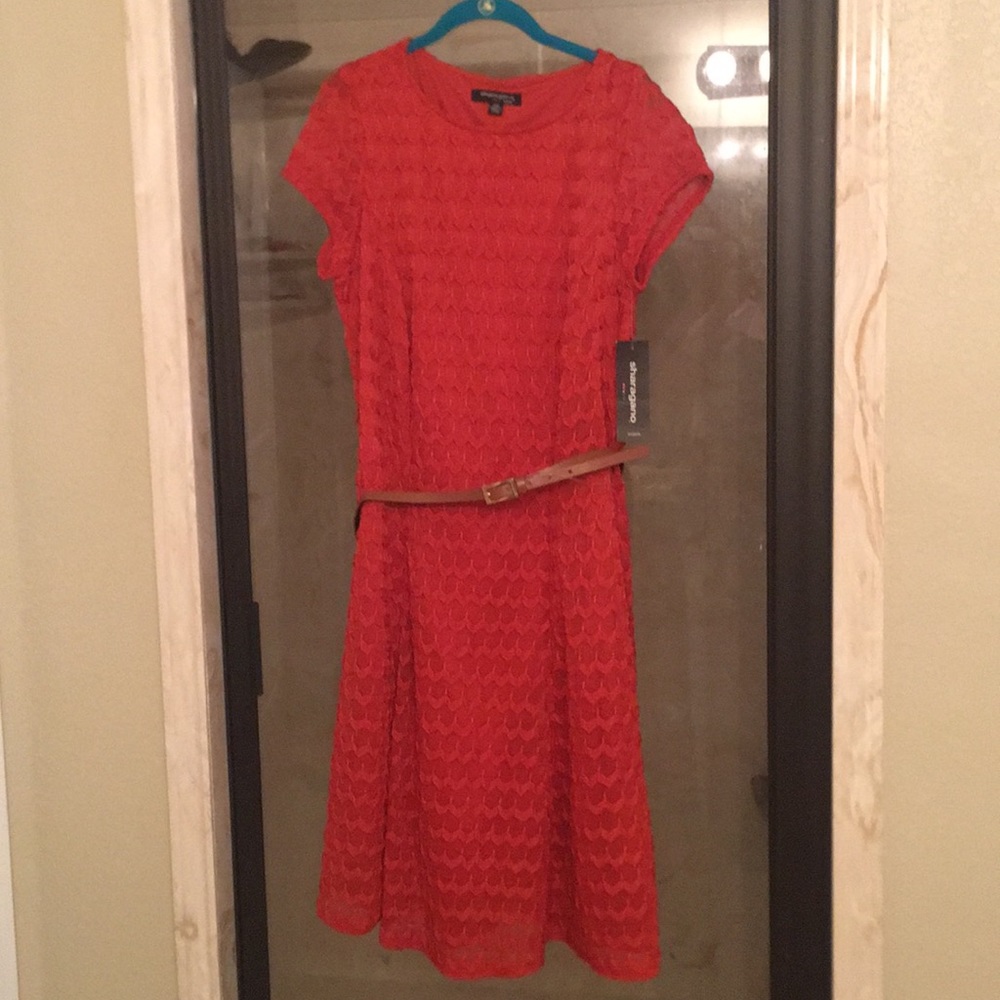 Dress. Orangish red.